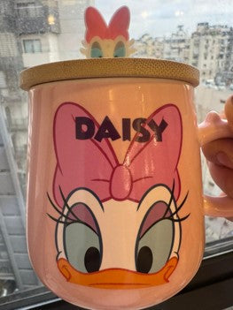 Daisy Mug with Wood Lid & Teaspoon